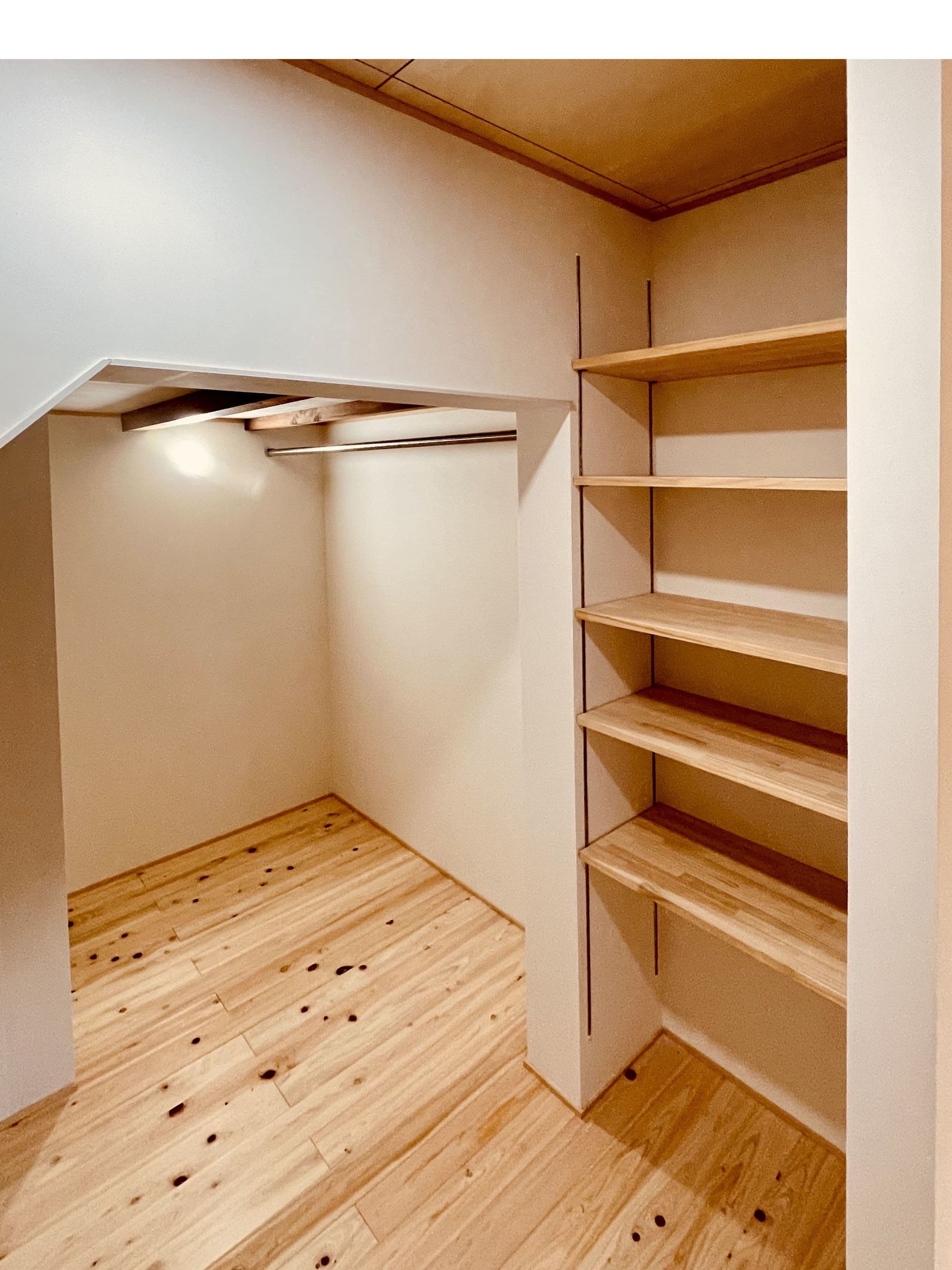 ウォークインクローゼット、階段下を利用した収納スペース